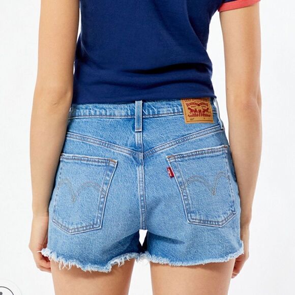 Levi's | 501 Original Medium Blue Denim High Waisted Shorts Non Stretch | 31 - Picture 2 of 5